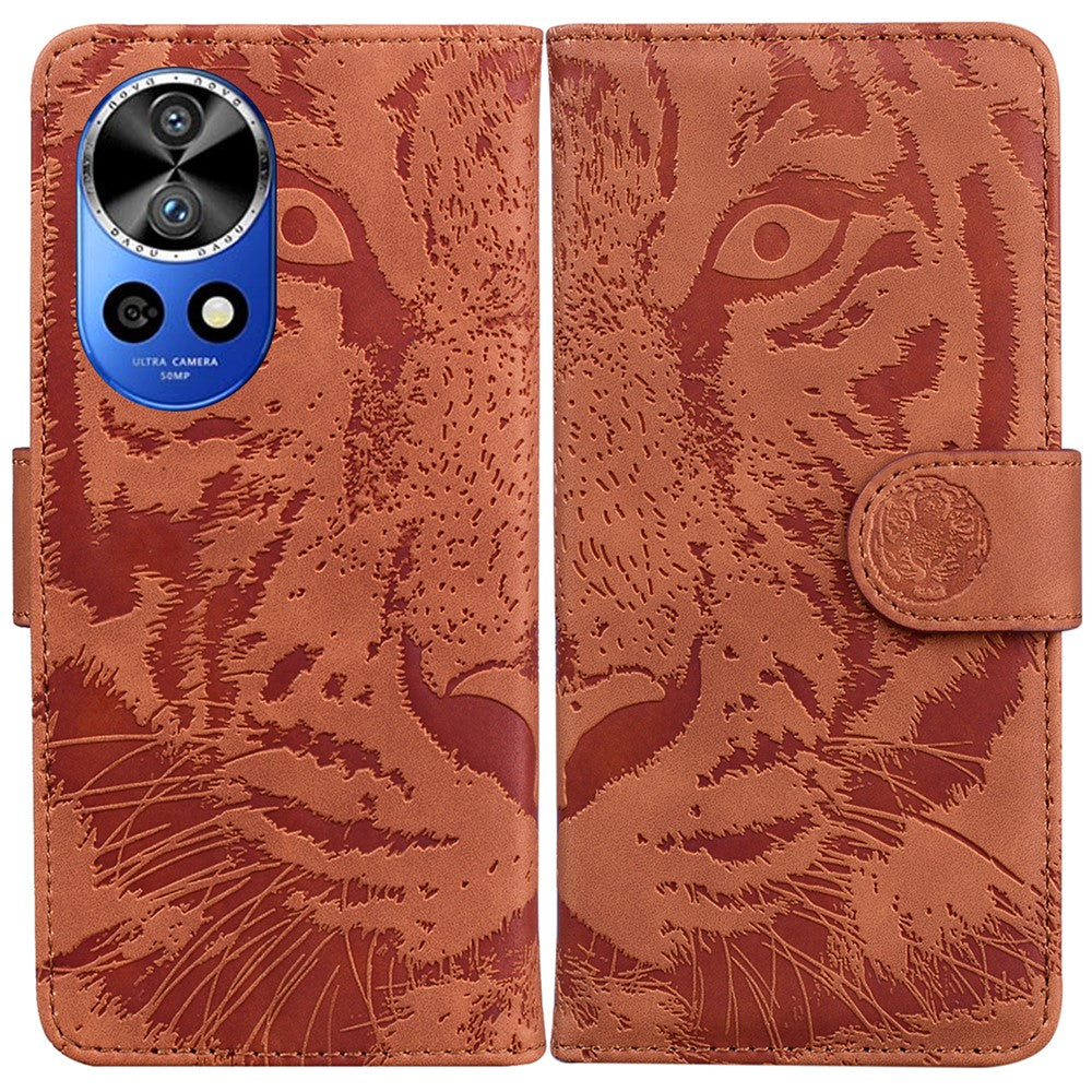 For Huawei nova 12 Pro 5G / 12 Ultra 5G Stand Case Tiger Imprint Leather Phone Cover