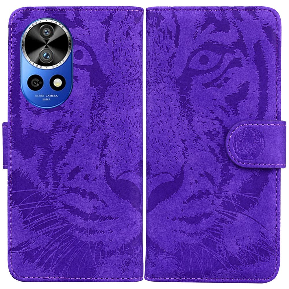 For Huawei nova 12 Pro 5G / 12 Ultra 5G Stand Case Tiger Imprint Leather Phone Cover