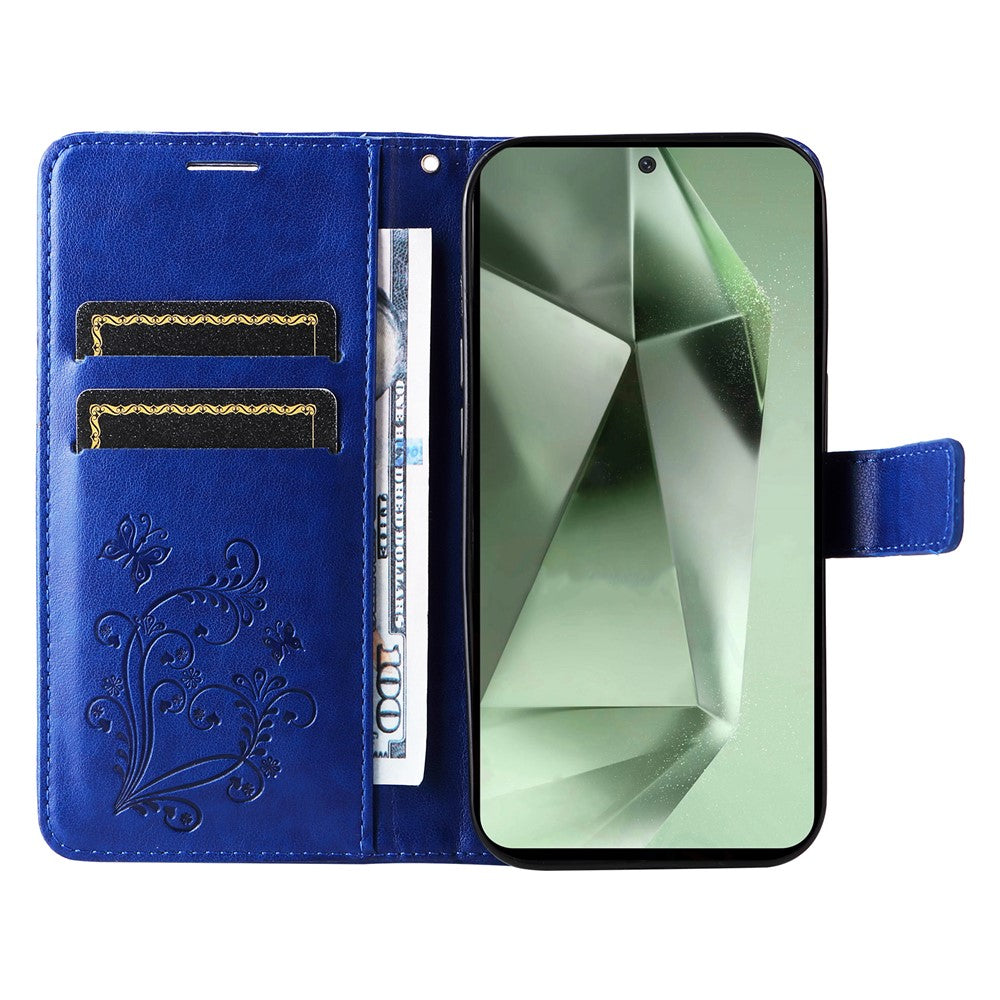 For Samsung Galaxy S24 FE Wallet Case Floral Butterfly Imprinted Leather Phone Cover Stand