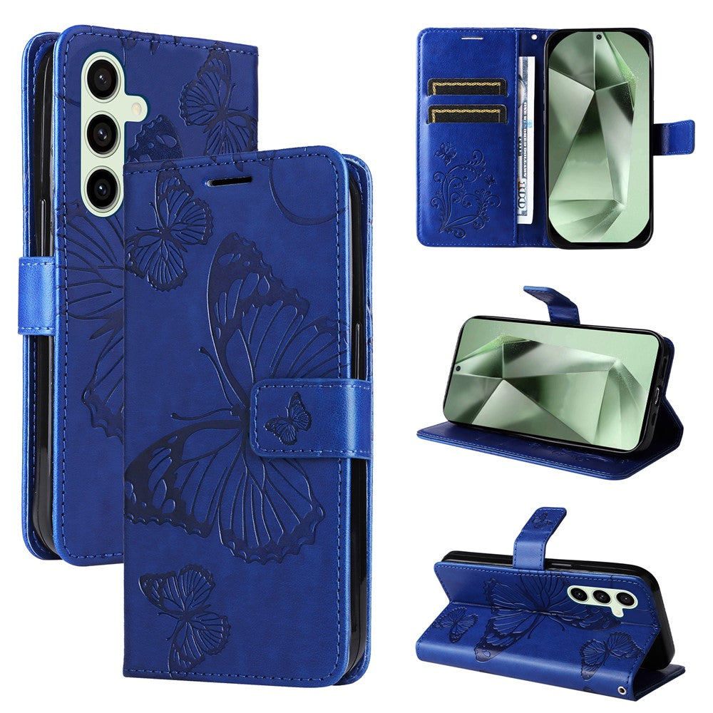For Samsung Galaxy S24 FE Wallet Case Floral Butterfly Imprinted Leather Phone Cover Stand