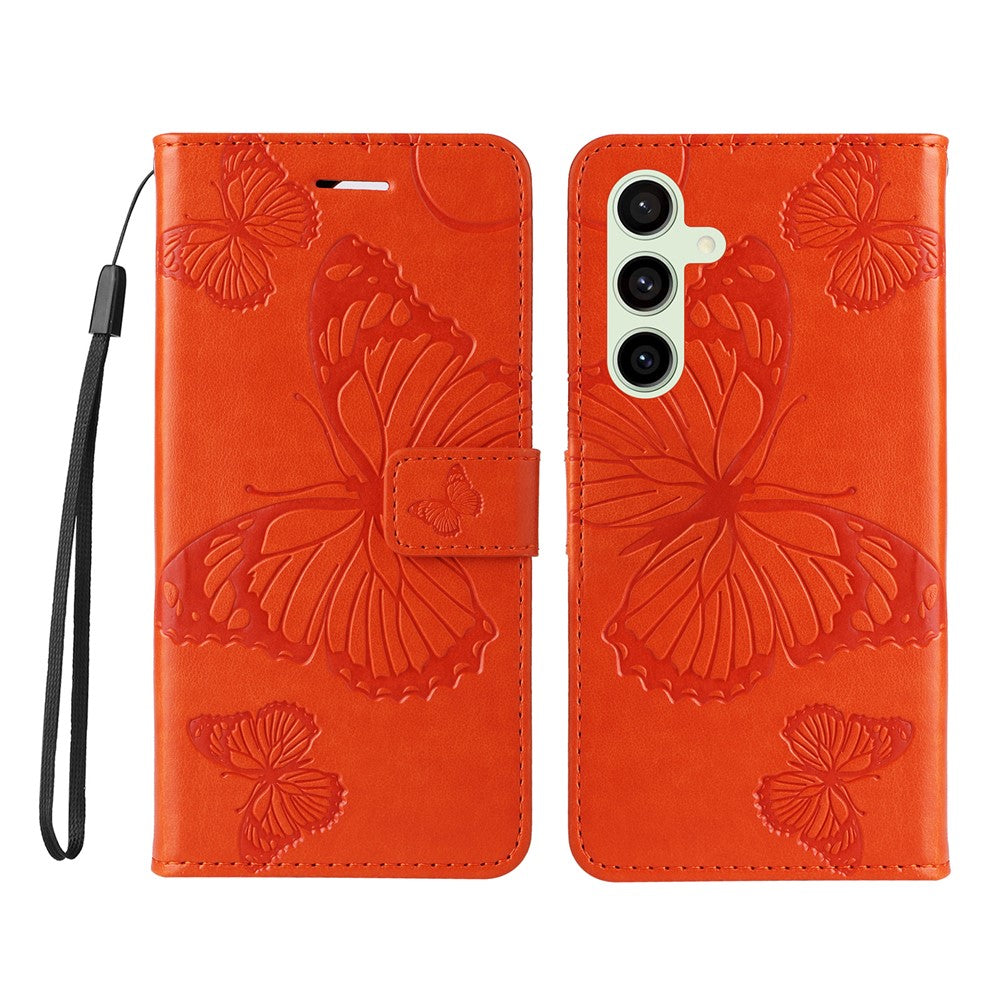 For Samsung Galaxy S24 FE Wallet Case Floral Butterfly Imprinted Leather Phone Cover Stand