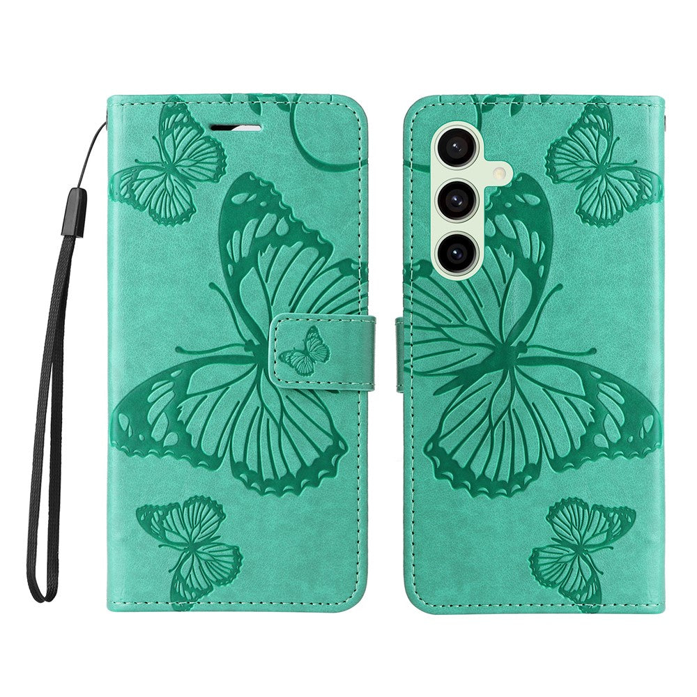 For Samsung Galaxy S24 FE Wallet Case Floral Butterfly Imprinted Leather Phone Cover Stand