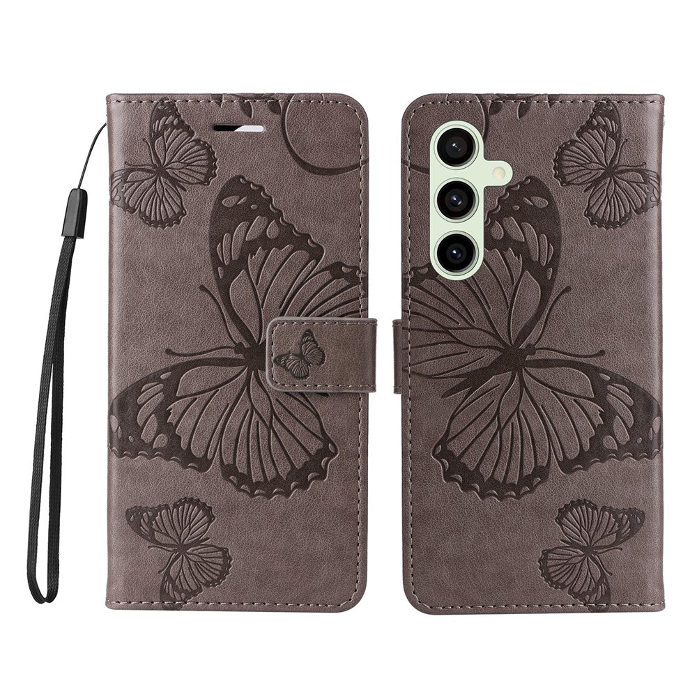 For Samsung Galaxy S24 FE Wallet Case Floral Butterfly Imprinted Leather Phone Cover Stand