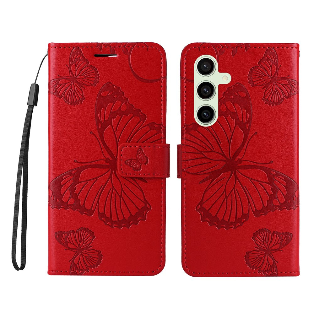 For Samsung Galaxy S24 FE Wallet Case Floral Butterfly Imprinted Leather Phone Cover Stand