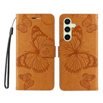 For Samsung Galaxy S24 FE Wallet Case Floral Butterfly Imprinted Leather Phone Cover Stand
