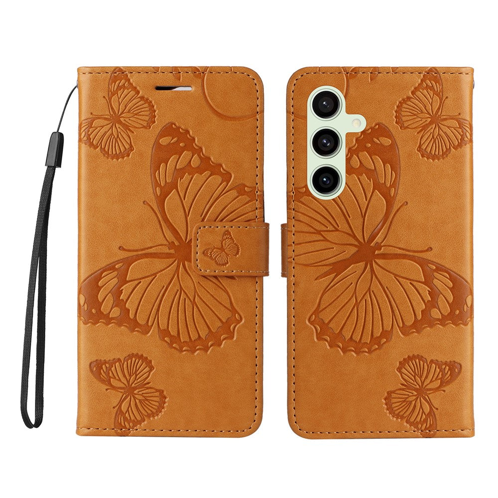 For Samsung Galaxy S24 FE Wallet Case Floral Butterfly Imprinted Leather Phone Cover Stand