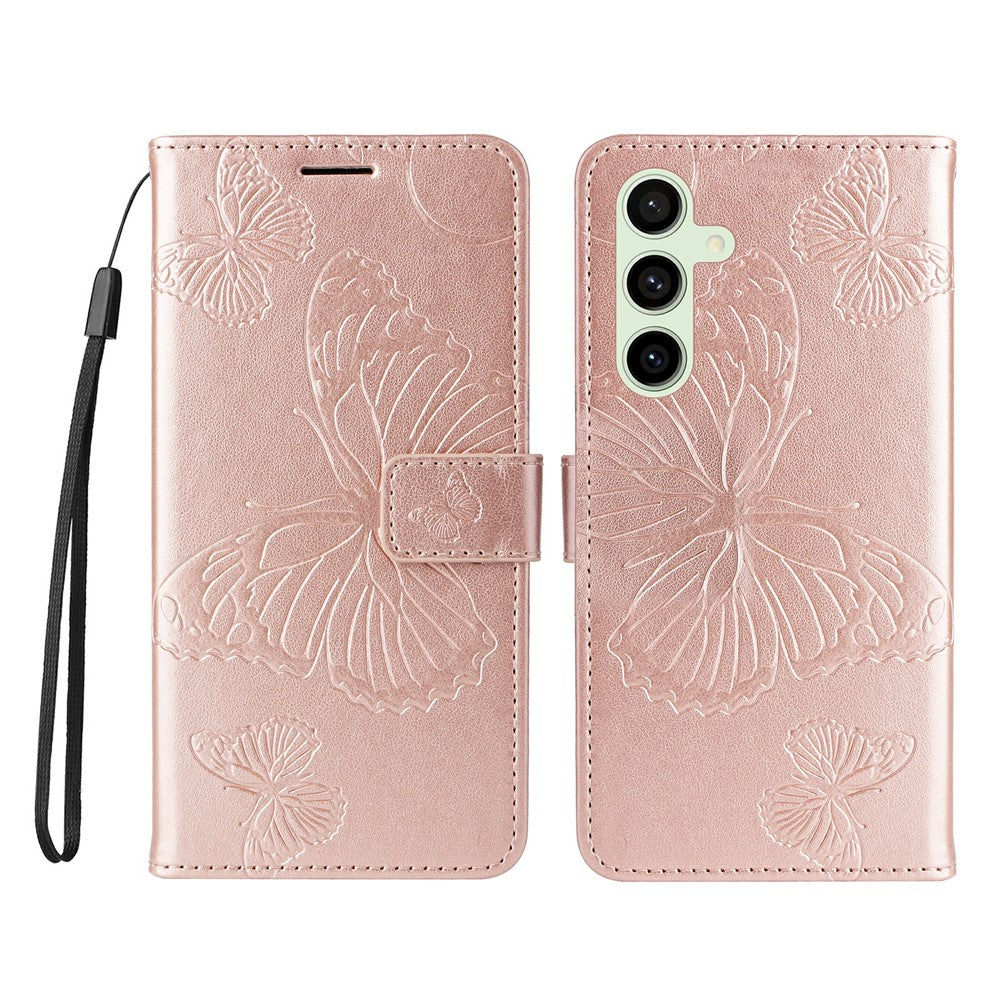 For Samsung Galaxy S24 FE Wallet Case Floral Butterfly Imprinted Leather Phone Cover Stand