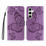 For Samsung Galaxy S24 FE Wallet Case Floral Butterfly Imprinted Leather Phone Cover Stand