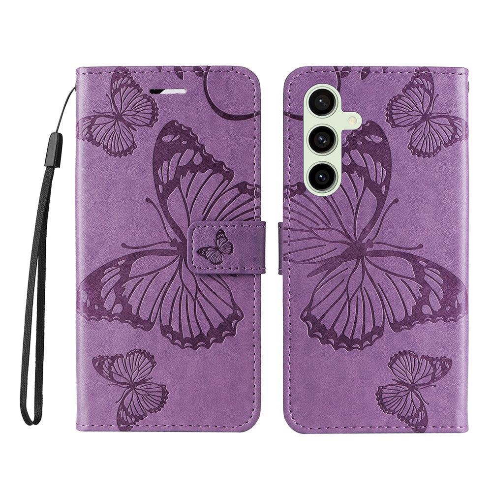 For Samsung Galaxy S24 FE Wallet Case Floral Butterfly Imprinted Leather Phone Cover Stand