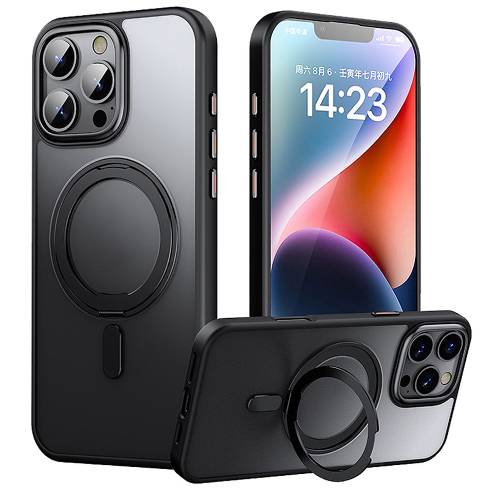 Til iPhone 16 Pro Max cover kompatibel med MagSafe TPU+akryl+metal kickstand mat telefoncover