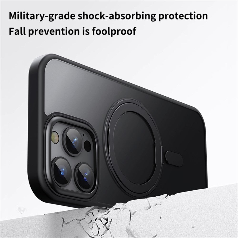 Til iPhone 16 Pro Max cover kompatibel med MagSafe TPU+akryl+metal kickstand mat telefoncover