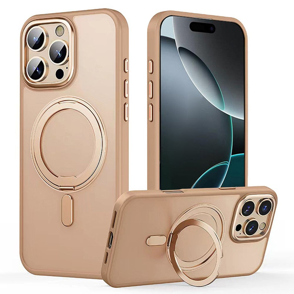 Til iPhone 16 Pro Max cover kompatibel med MagSafe TPU+akryl+metal kickstand mat telefoncover
