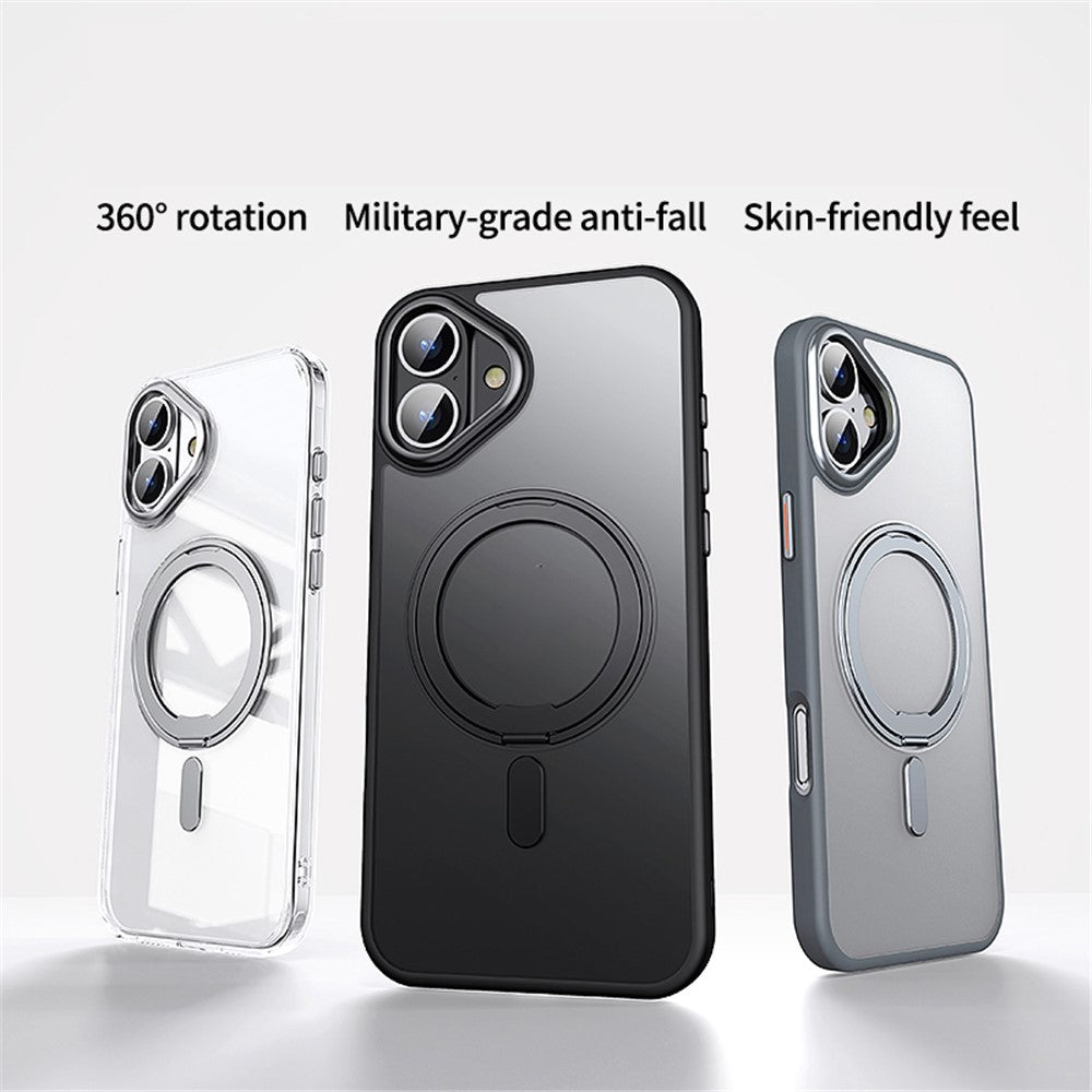 For iPhone 16 Plus Case Compatible with MagSafe TPU+Acrylic+Metal Kickstand Matte Phone Cover