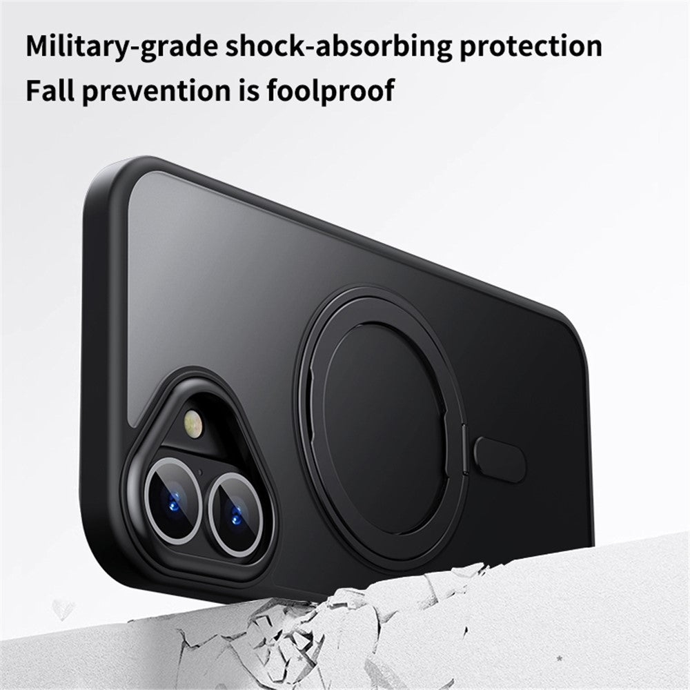For iPhone 16 Plus Case Compatible with MagSafe TPU+Acrylic+Metal Kickstand Matte Phone Cover