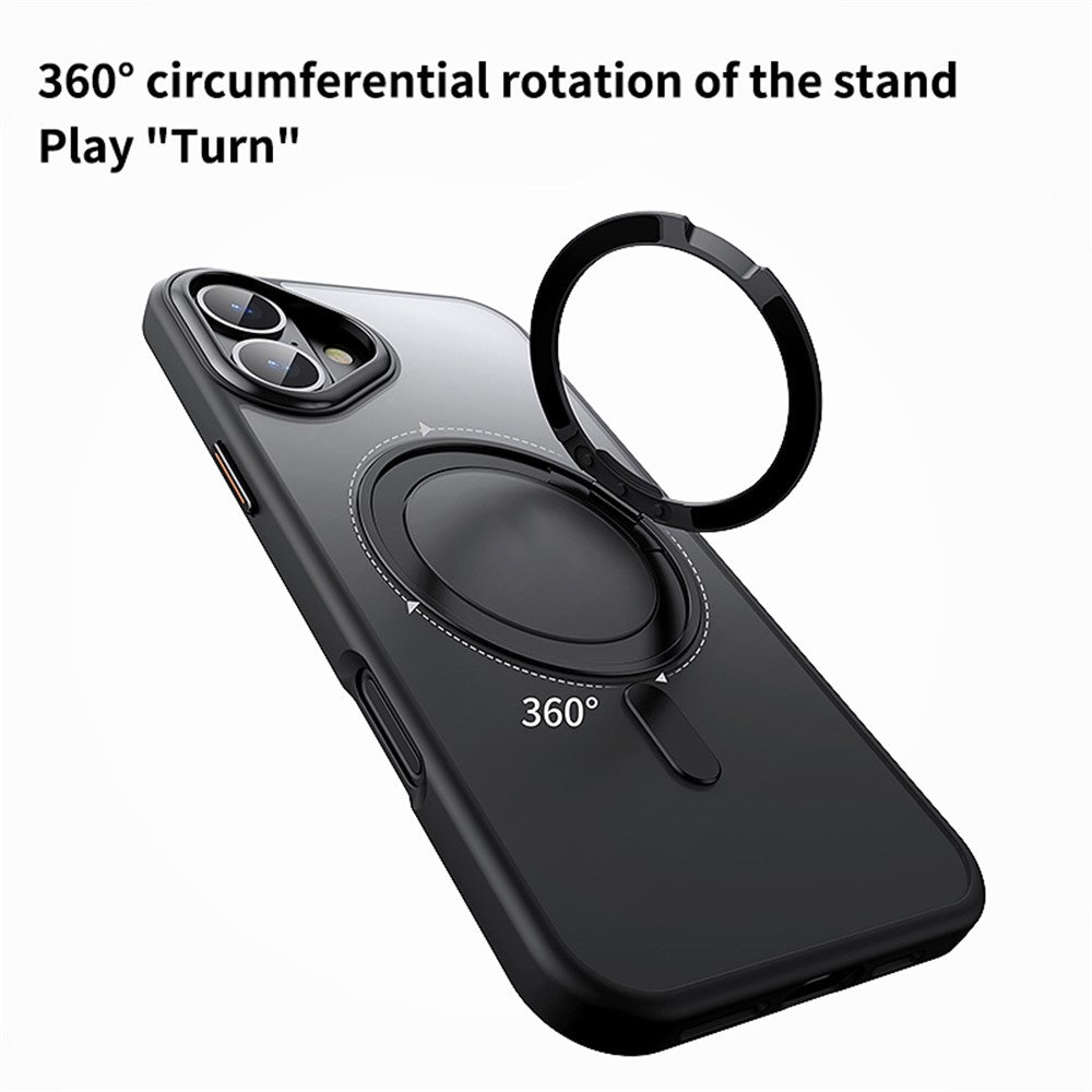 For iPhone 16 Plus Case Compatible with MagSafe TPU+Acrylic+Metal Kickstand Matte Phone Cover