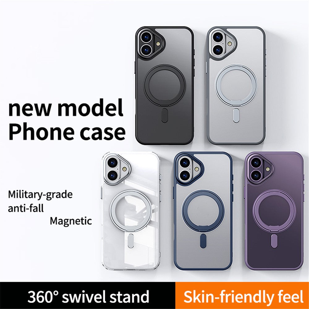 For iPhone 16 Plus Case Compatible with MagSafe TPU+Acrylic+Metal Kickstand Matte Phone Cover