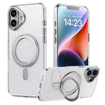 For iPhone 16 Plus Case Compatible with MagSafe TPU+Acrylic+Metal Kickstand Matte Phone Cover