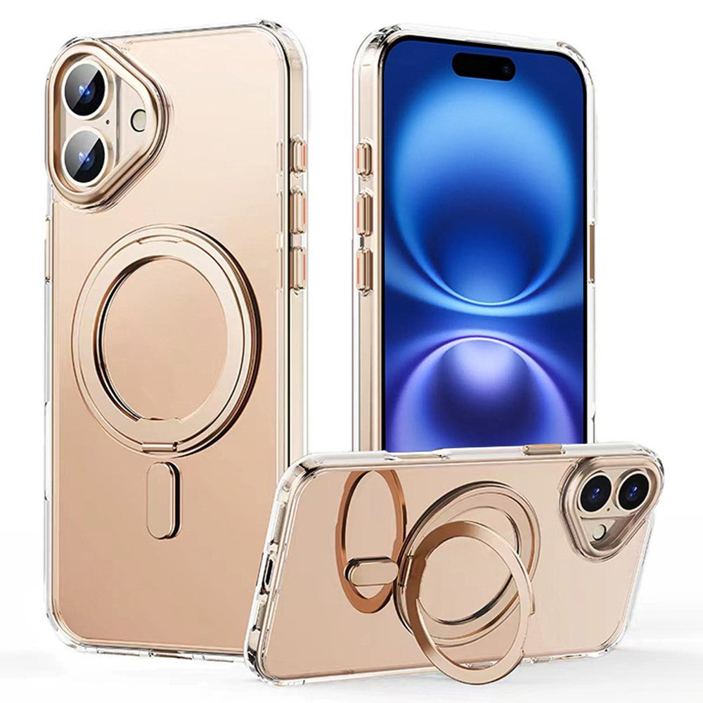 For iPhone 16 Plus Case Compatible with MagSafe TPU+Acrylic+Metal Kickstand Matte Phone Cover