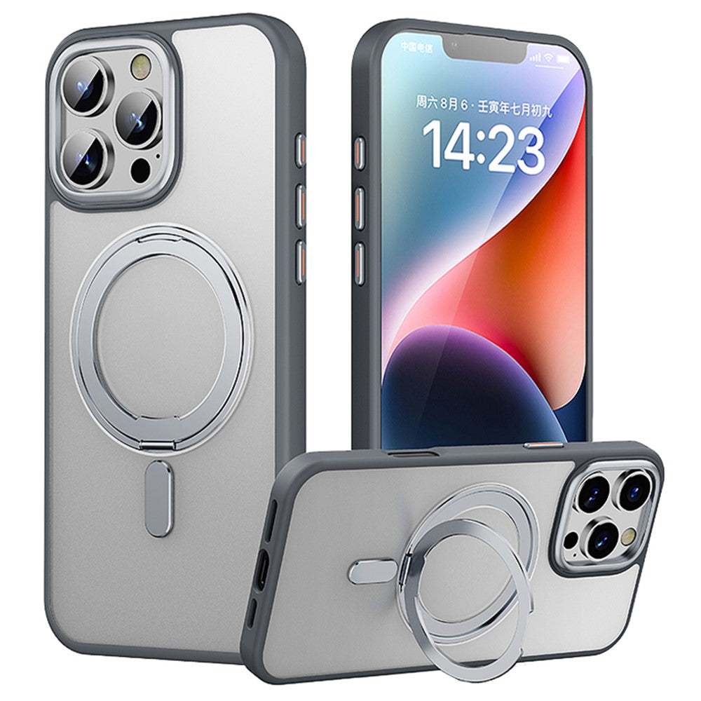For iPhone 16 Pro Case Compatible with MagSafe TPU+Acrylic+Metal Kickstand Matte Phone Cover