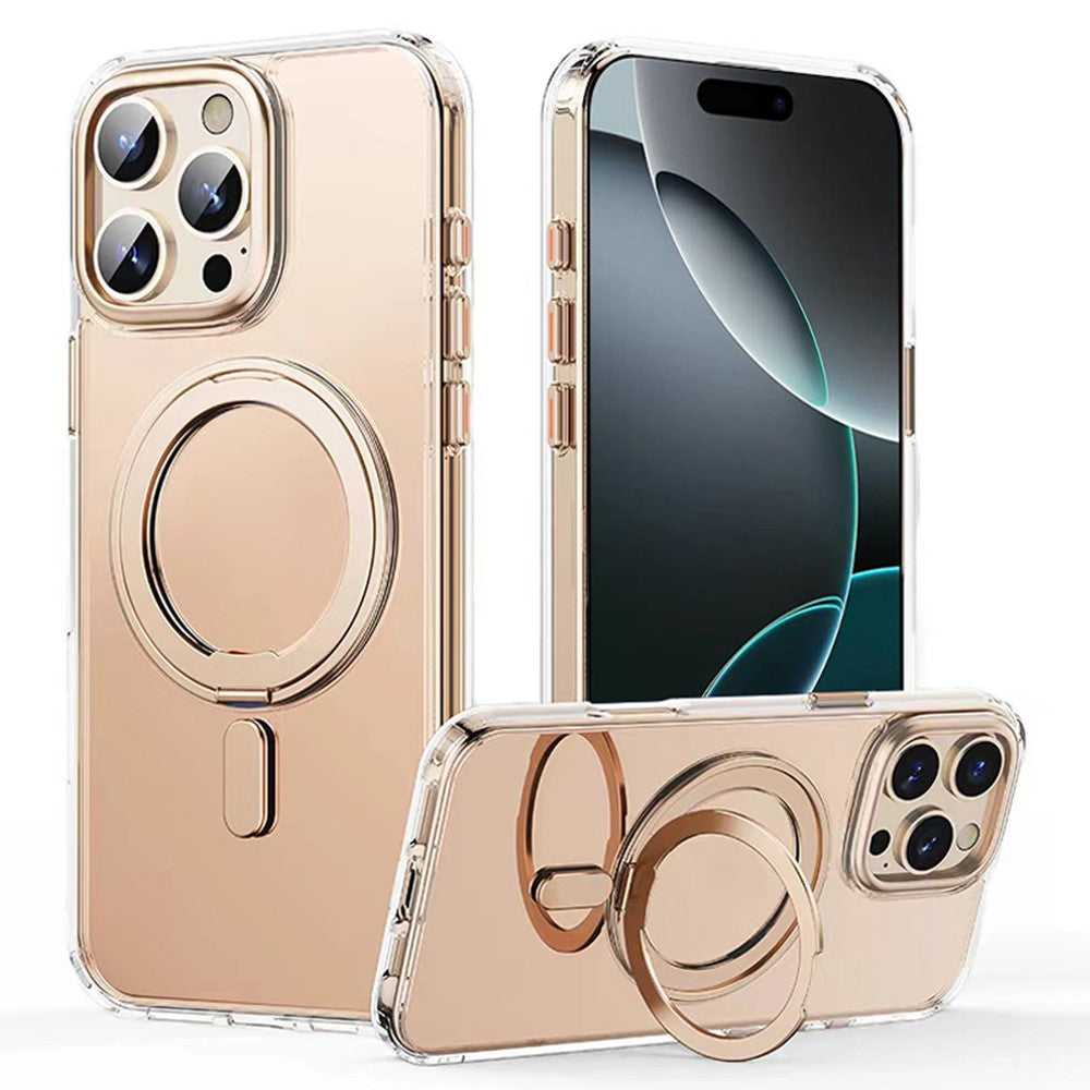 For iPhone 16 Pro Case Compatible with MagSafe TPU+Acrylic+Metal Kickstand Matte Phone Cover