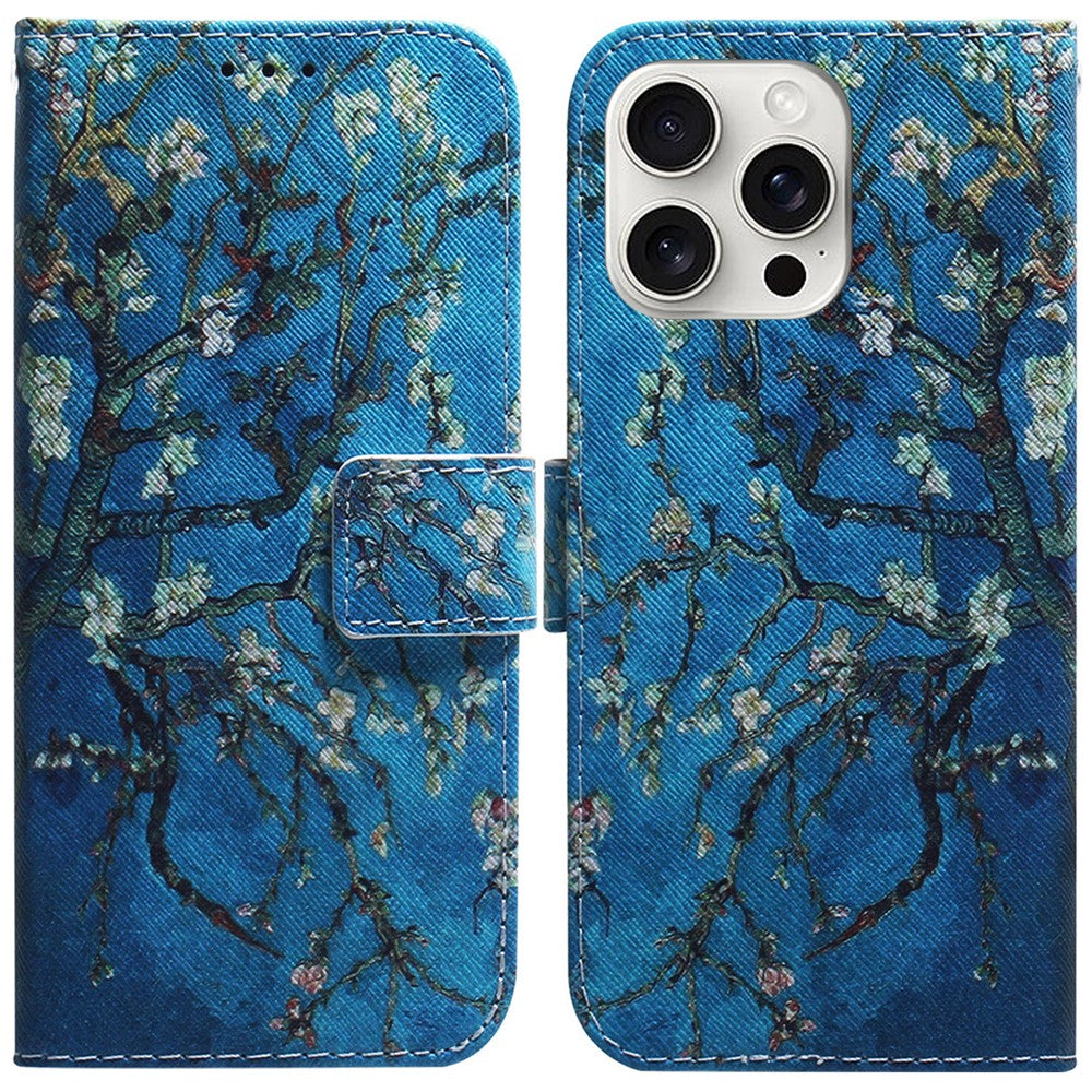 For iPhone 16 Pro Max Wallet Case Pattern Print Leather Phone Cover