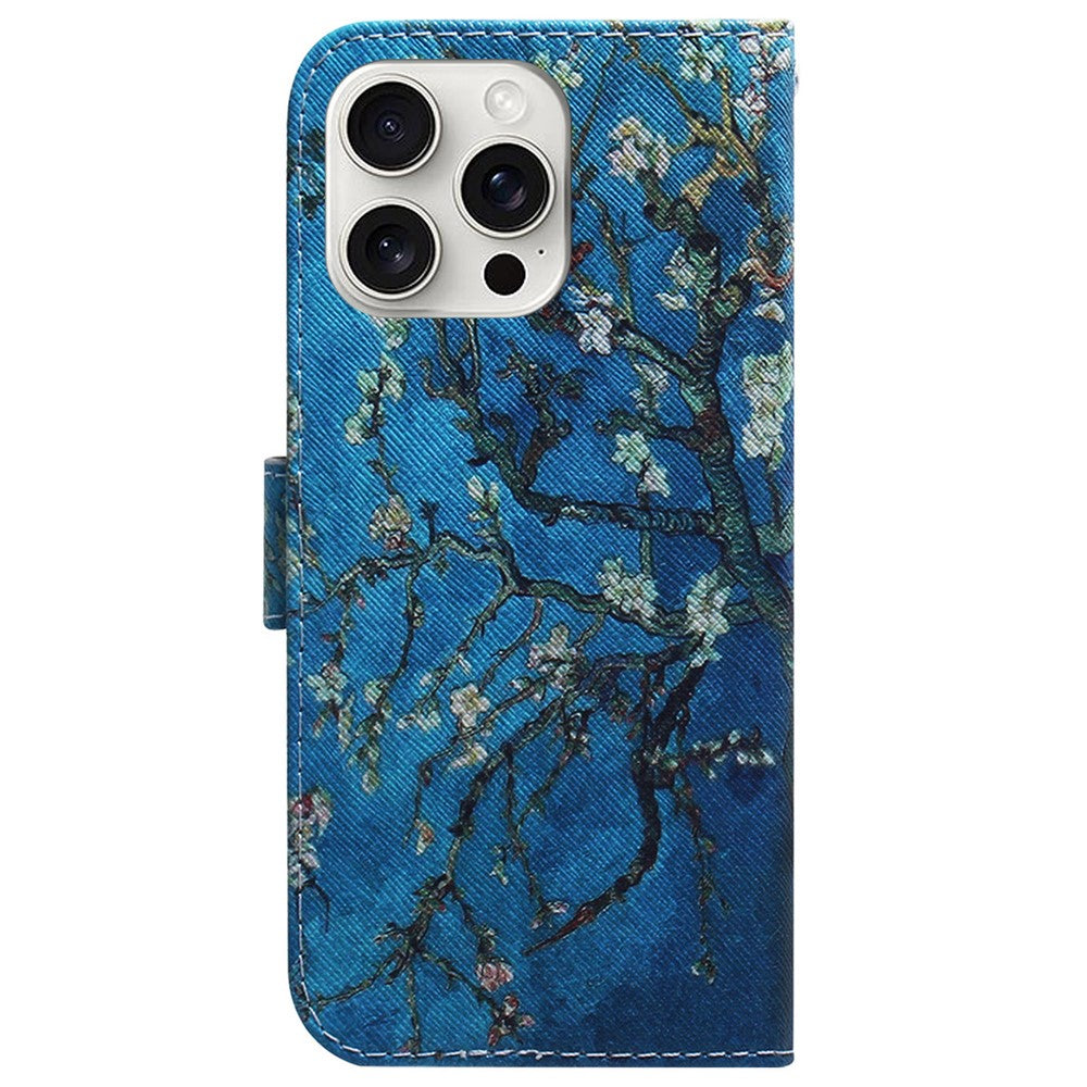 For iPhone 16 Pro Max Wallet Case Pattern Print Leather Phone Cover