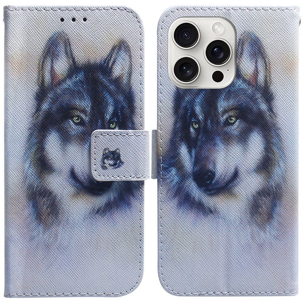 For iPhone 16 Pro Max Wallet Case Pattern Print Leather Phone Cover