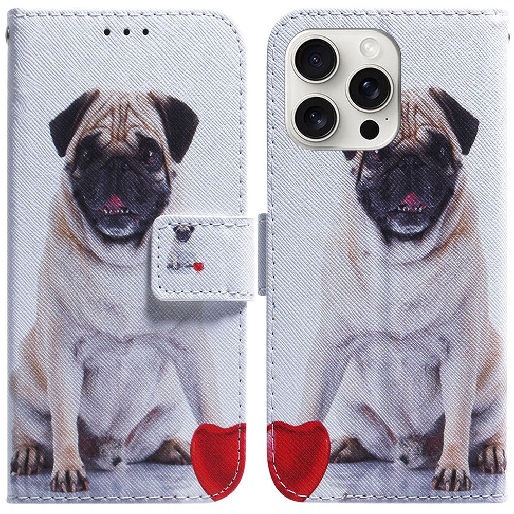 For iPhone 16 Pro Max Wallet Case Pattern Print Leather Phone Cover
