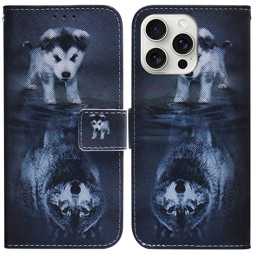 For iPhone 16 Pro Max Wallet Case Pattern Print Leather Phone Cover