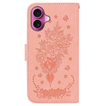 Til iPhone 16 Plus Pung Etui PU Læder Telefoncover Sommerfugl Blomst Tryk