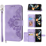For Samsung Galaxy Z Fold6 5G Leather Case Multiple Card Slots Phone Cover with 2 Straps