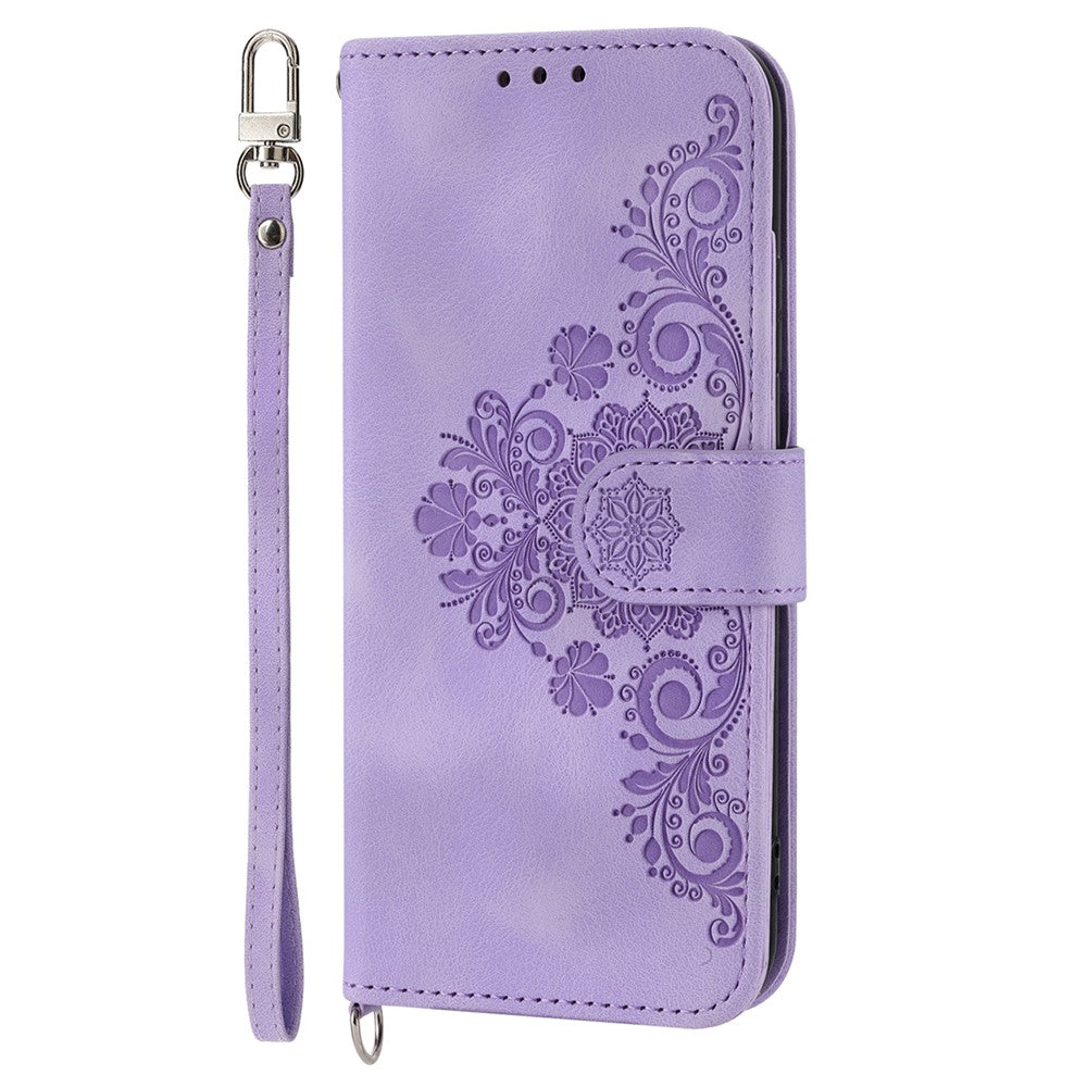 For Samsung Galaxy Z Fold6 5G Leather Case Multiple Card Slots Phone Cover with 2 Straps