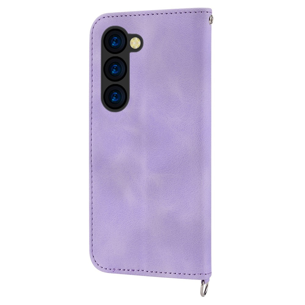 For Samsung Galaxy Z Fold6 5G Leather Case Multiple Card Slots Phone Cover with 2 Straps