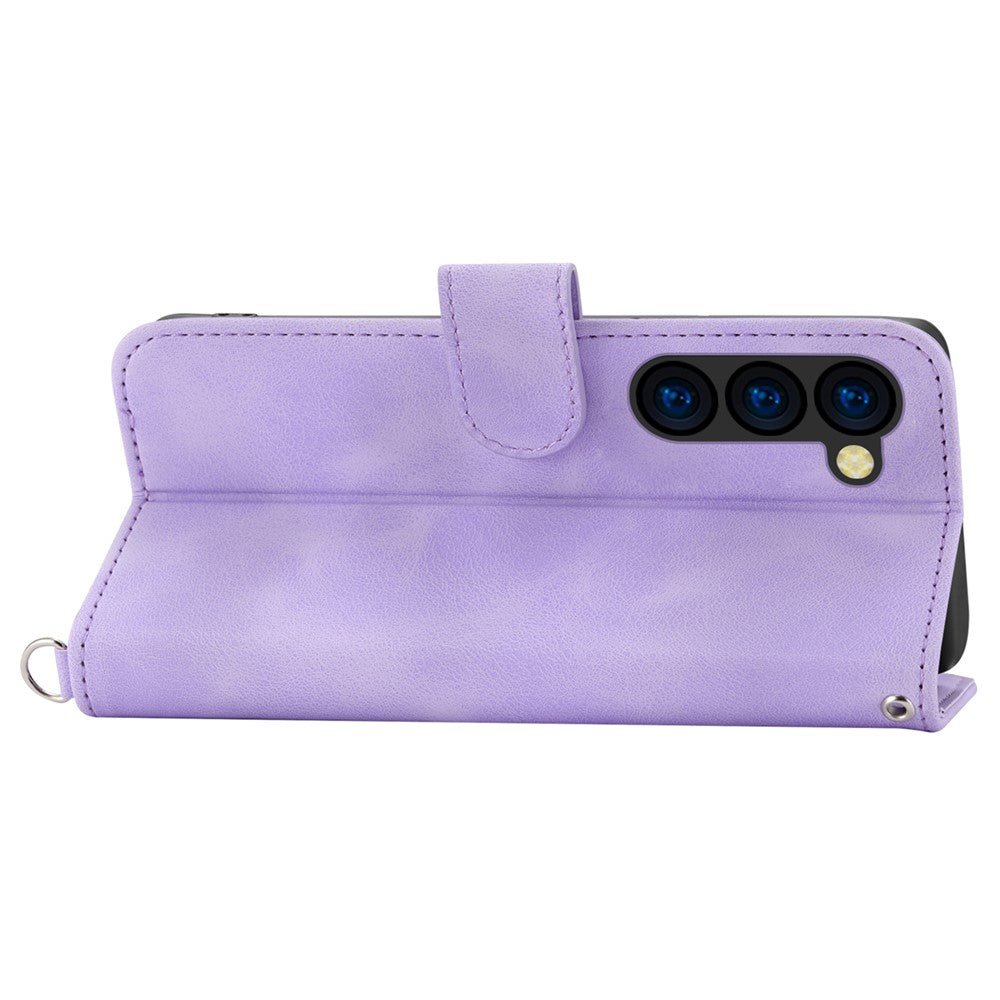 For Samsung Galaxy Z Fold6 5G Leather Case Multiple Card Slots Phone Cover with 2 Straps