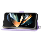 For Samsung Galaxy Z Fold6 5G Leather Case Multiple Card Slots Phone Cover with 2 Straps