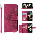 For Samsung Galaxy Z Fold6 5G Leather Case Multiple Card Slots Phone Cover with 2 Straps
