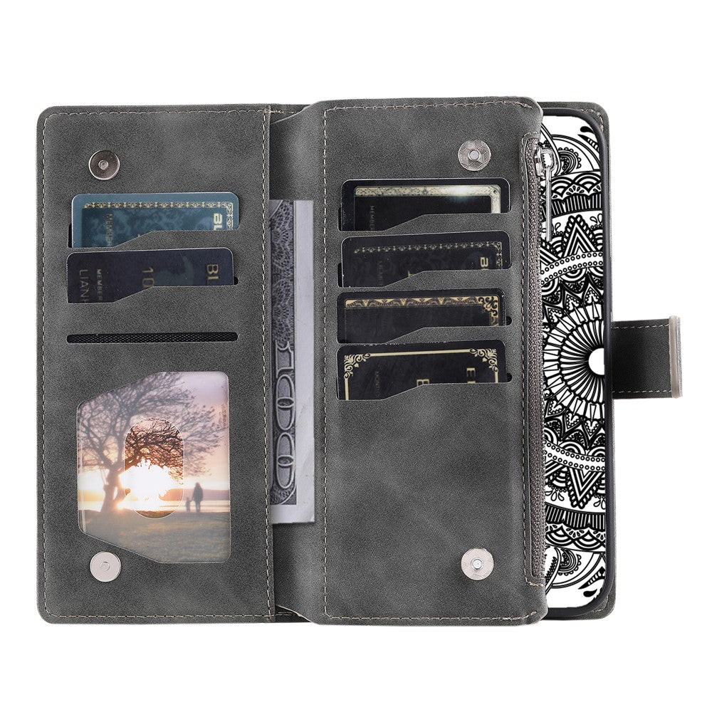 Style 006 For Xiaomi 14T Phone Case Mandala Flower Pattern PU Leather Zipper Wallet Stand Cover