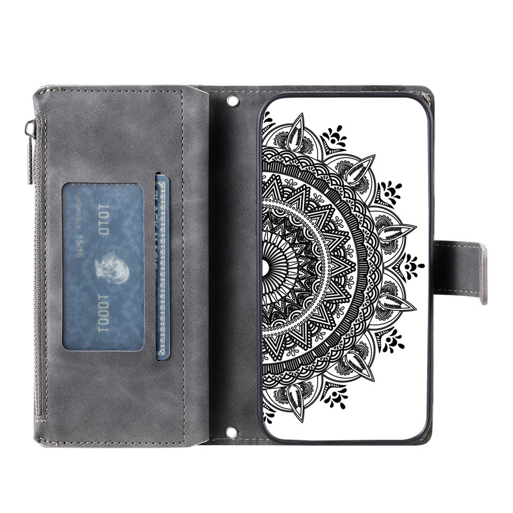 Style 006 For Xiaomi 14T Phone Case Mandala Flower Pattern PU Leather Zipper Wallet Stand Cover
