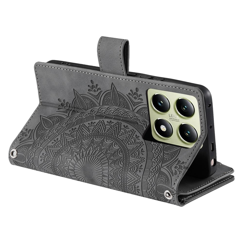 Style 006 For Xiaomi 14T Phone Case Mandala Flower Pattern PU Leather Zipper Wallet Stand Cover