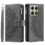 Style 006 For Xiaomi 14T Phone Case Mandala Flower Pattern PU Leather Zipper Wallet Stand Cover