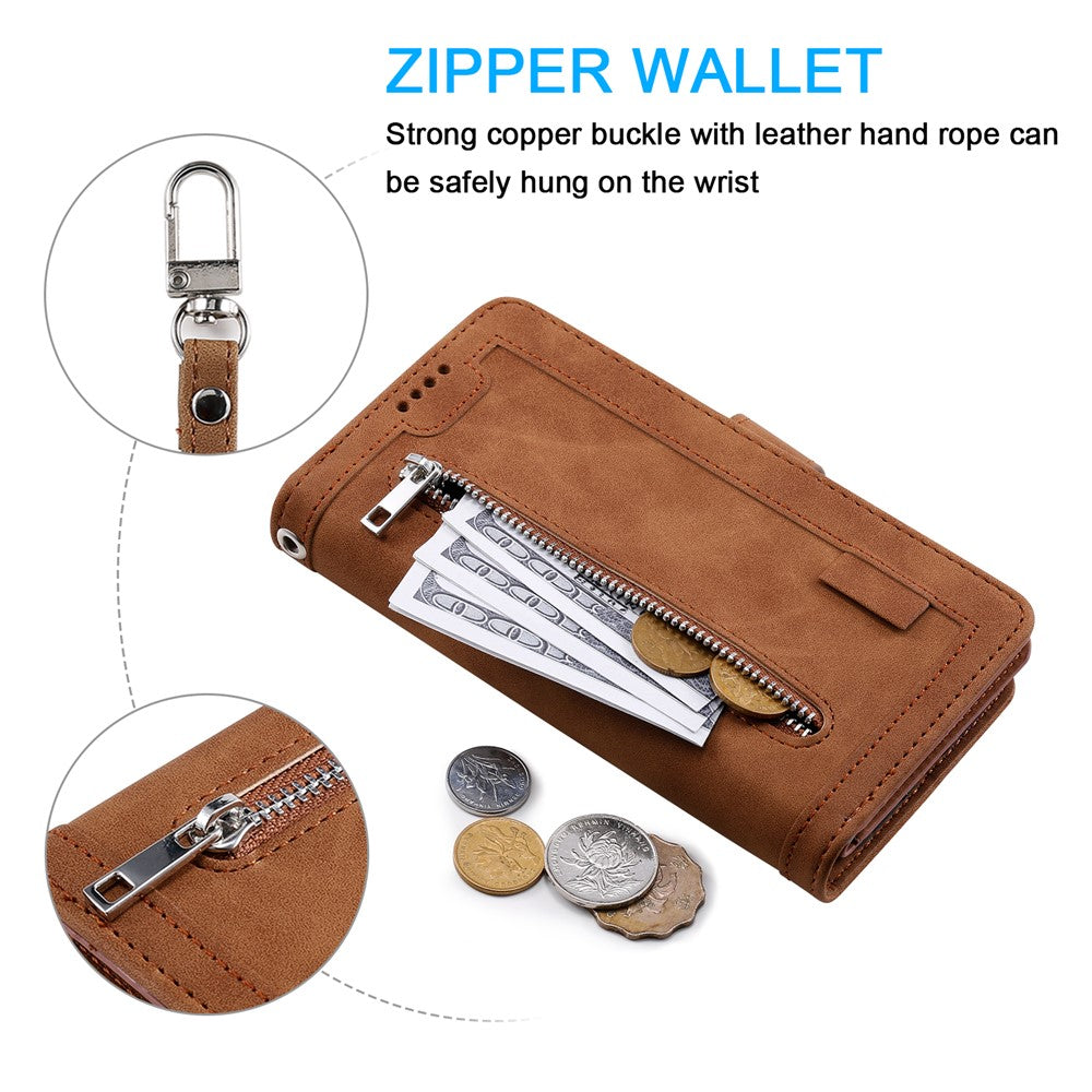 For Xiaomi 14T Phone Case Zipper Pocket 9 Card Slots PU Leather Flip Cover