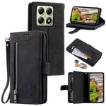 For Xiaomi 14T Phone Case Zipper Pocket 9 Card Slots PU Leather Flip Cover