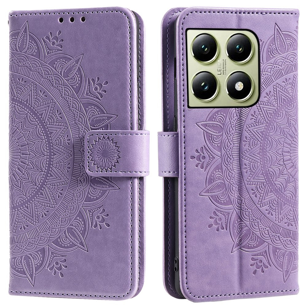 Xiaomi 14T stativfodral med tryckt Totem PU-läderplånbok