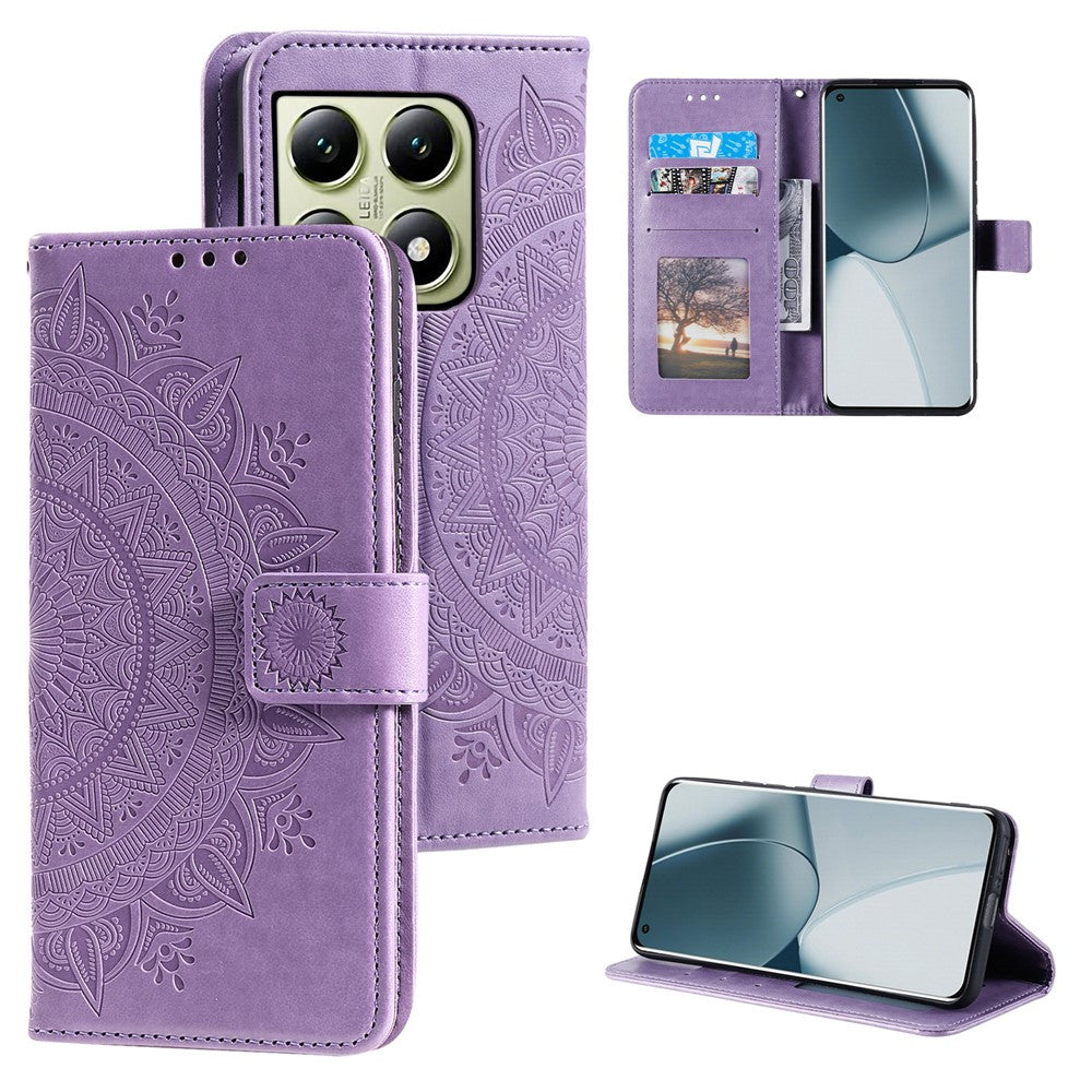 For Xiaomi 14T Stand Case Imprinted Totem PU Leather Wallet Phone Cover