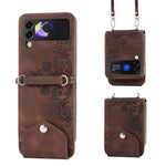 For Samsung Galaxy Z Flip7 FE 5G / Z Flip6 5G Leather Case Multiple Card Slots Phone Cover with Shoulder Strap