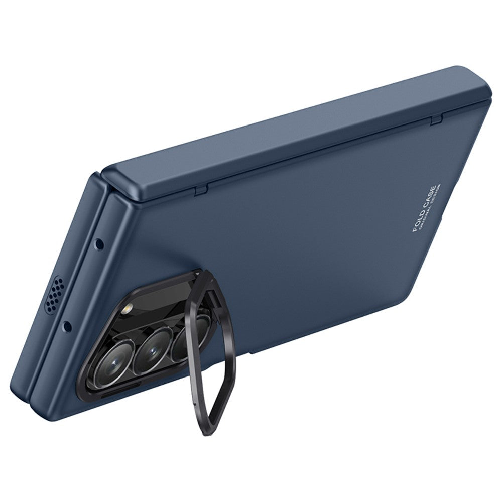 For Samsung Galaxy Z Fold6 5G Case PC Hard Phone Cover with Anti-spy Film, Lens Frame Kickstand