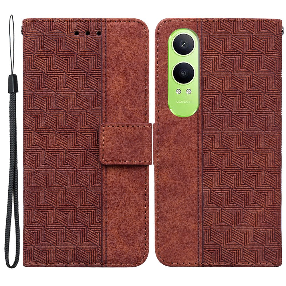 OnePlus Nord CE4 Lite 5G / Oppo K12x 5G (Kina) etui i PU-læder med geometrisk print og tegnebogsfunktion