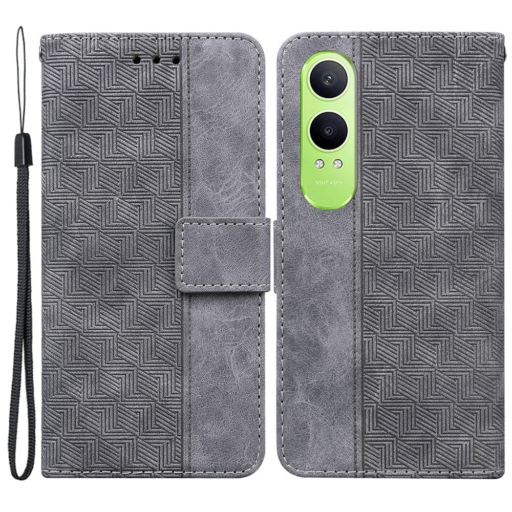 OnePlus Nord CE4 Lite 5G / Oppo K12x 5G (Kina) etui i PU-læder med geometrisk print og tegnebogsfunktion