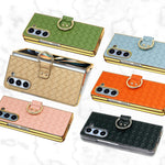 For Samsung Galaxy Z Fold5 5G Case Woven Texture Leather+PC Phone Cover with Back Screen Film