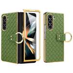 For Samsung Galaxy Z Fold5 5G Case Woven Texture Leather+PC Phone Cover with Back Screen Film